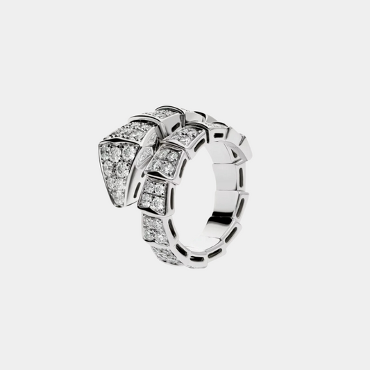 Ella Jewellery Serpanti Ring,18k White Gold Plated,Cubic Zircon Paved