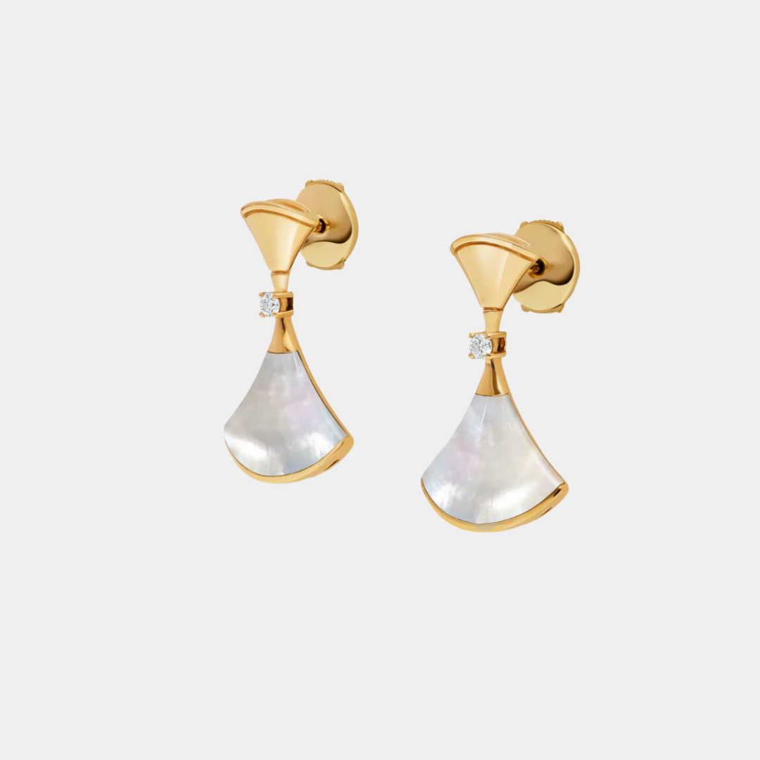 Ella Jewellery Divas'Dream Earring,18k yellow Gold Plated,Mother of Pearl