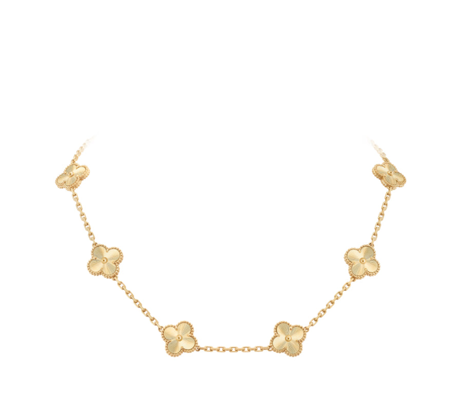 Ella 10 Motif Clover Necklace,18k Gold, Waterproof