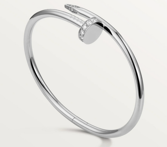 Ella Nail Bracelet,18K White Gold with zircons