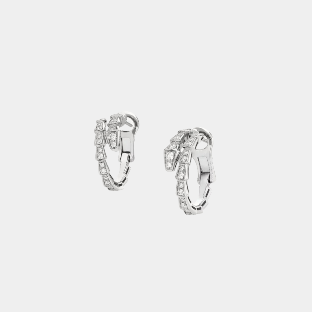 Ella Jewellery Serpenti Earring,18k White Gold Plated,Cubic Zircon Paved