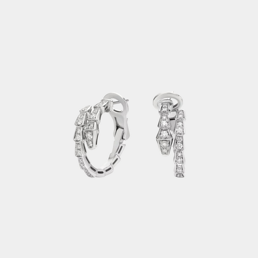 Ella Jewellery Serpenti Earring,18k White Gold Plated,Cubic Zircon Paved